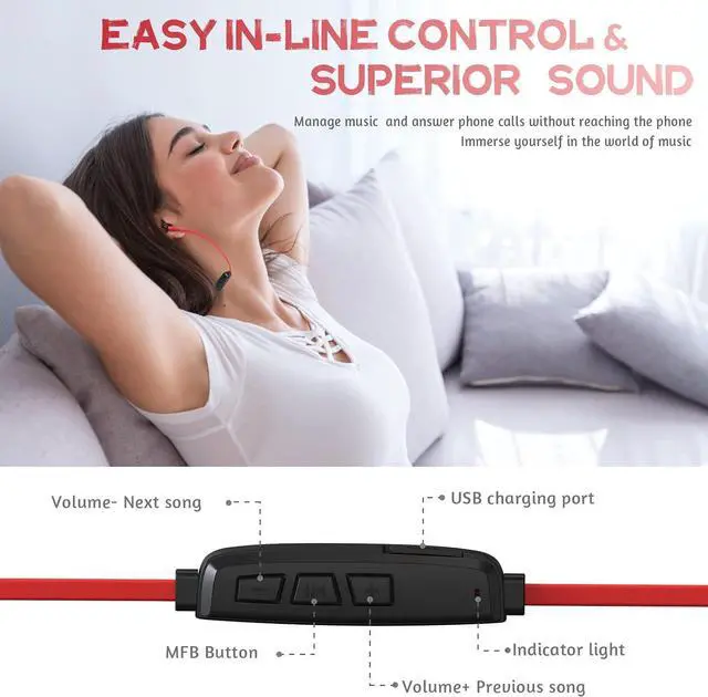 Alt view image 7 of 7 - Parasom Bluetooth Headphones, A1 Magnetic, V5.0 Wireless Stereo Bluetooth Earphones Sport Headset in-Ear Noise Isolation Headphone Earbuds for Gym Running -Sweatproof, Microphone (Black)