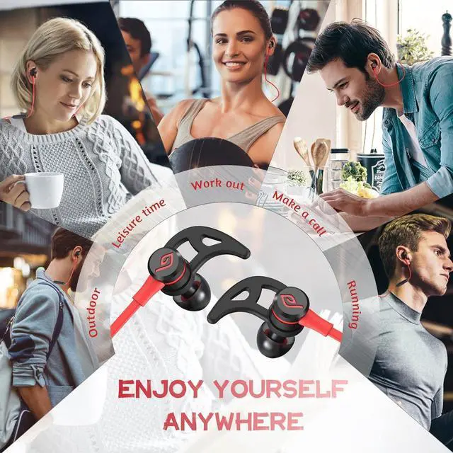 Alt view image 3 of 7 - Parasom Bluetooth Headphones, A1 Magnetic, V5.0 Wireless Stereo Bluetooth Earphones Sport Headset in-Ear Noise Isolation Headphone Earbuds for Gym Running -Sweatproof, Microphone (Black)