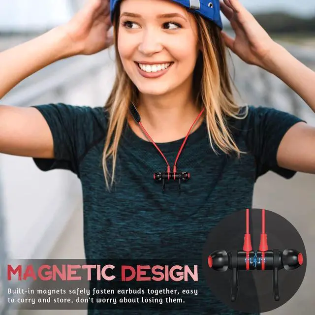 Alt view image 4 of 7 - Parasom Bluetooth Headphones, A1 Magnetic, V5.0 Wireless Stereo Bluetooth Earphones Sport Headset in-Ear Noise Isolation Headphone Earbuds for Gym Running -Sweatproof, Microphone (Black)