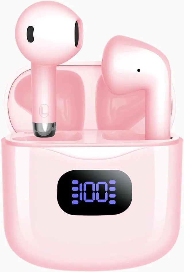 Main image of WirelessEarbuds,Bluetooth 5.3 Headphones Half in-Ear Earbuds 40Hrs Playtime with LED Digital Display Charging Case,IPX5 Waterproof HiFi Stereo Earphones with Mic for Cell Phone