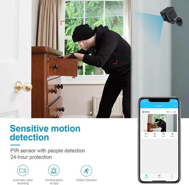 Alt view image 4 of 5 - Spy Camera,4K HD Mini WiFi Wireless Hidden Camera Smallest Security Cameras with App Mini Nanny Cam Night Vision Motion Activated Alerts Secret Surveillance Cameras for Indoor/Home