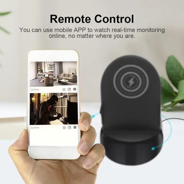 Alt view image 3 of 6 - Hidden Spy Camera WiFi with Wireless Charger,Motion Activated,HD 4K Nanny Spy Cam(Rotate Lens) in 250°Viewing Angle,Secret Camera for Home Office Security(2.4/5Ghz)
