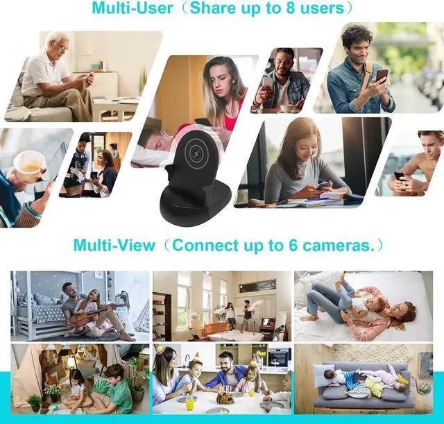 Alt view image 6 of 6 - Hidden Spy Camera WiFi with Wireless Charger,Motion Activated,HD 4K Nanny Spy Cam(Rotate Lens) in 250°Viewing Angle,Secret Camera for Home Office Security(2.4/5Ghz)