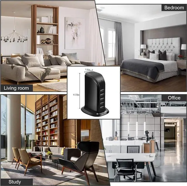 Alt view image 3 of 6 - Hidden Camera USB Charger, 2 in 1 5-Port Phone Charger Spy Camera, 1080P Video Recording WiFi Real-Time Monitoring Mini Security Camera for Home Office, Support iOS/Android APP Remote View, No Audio