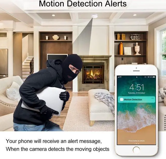 Alt view image 2 of 6 - Hidden Camera, Spy Camera Smoke Detector Camera HD 1080P WiFi Mini Camera for Indoor Home Office Security Monitoring Nanny Cam with Motion Detection