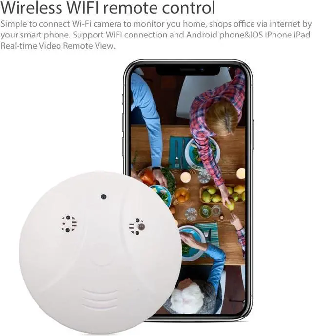 Alt view image 4 of 6 - Hidden Camera, Spy Camera Smoke Detector Camera HD 1080P WiFi Mini Camera for Indoor Home Office Security Monitoring Nanny Cam with Motion Detection