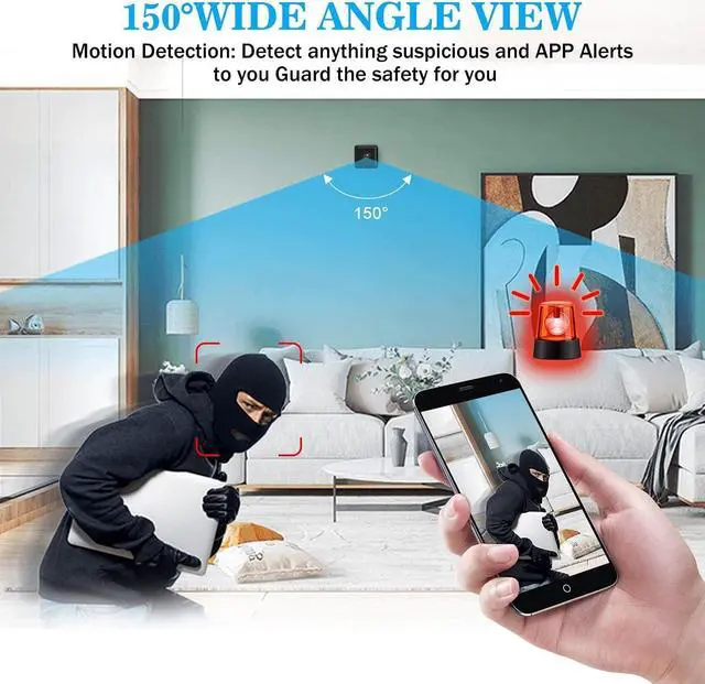 Alt view image 2 of 6 - Mini Spy Camera WiFi Hidden Camera Night Vision 4K HD Spy Nanny Cam for Home Security Easy Set Wireless Indoor Smallest Camera with Motion Detection IP Camera Remote Viewing