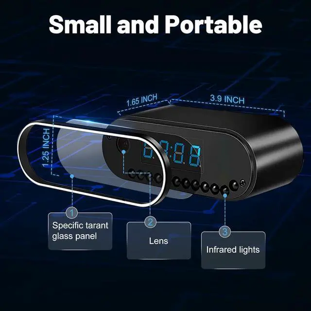 Alt view image 3 of 6 - Spy Camera Hidden Camera with Video, 2 in 1 Clock Hidden Camera with app, 256GB Full HD 1080P Wireless Nanny Cam with Motion Detection Night Vision,Indoor Surveillance Camera for Phone
