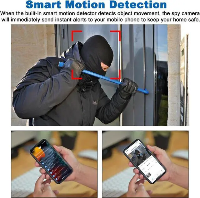 Alt view image 3 of 6 - Spy Camera WiFi Mini Hidden Camera, Nanny Cam, 4K Ultra HD Mini Camera Surveillance, Spy Cam, Motion Detection Alert, IR Night Vision, Remote Viewing, Hidden Cameras for Home, 32G SD Card Included