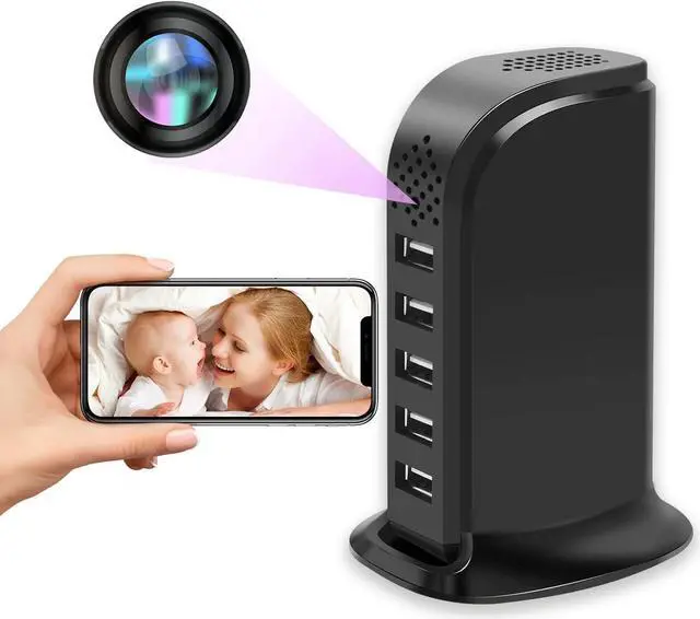 Main image of Hidden Camera USB Charger Camera, KXMYTA WiFi Spy Camera Charger 5-Port USB Hub Covert Nanny Cam for Home Surveillance with Motion Detection iOS & Android APP Remote Control No Audio