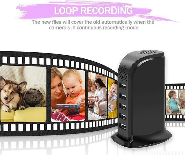 Alt view image 4 of 6 - Hidden Camera USB Charger Camera, KXMYTA WiFi Spy Camera Charger 5-Port USB Hub Covert Nanny Cam for Home Surveillance with Motion Detection iOS & Android APP Remote Control No Audio