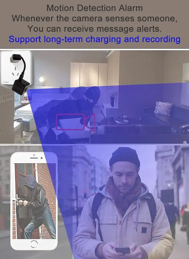 Alt view image 5 of 7 - Wireless IP camera with built-in battery, hidden camera, small camera, night vision camera, mini camera, continuous video recording for 4.5 hours, support long-term charging. Smallest Home Surveillanc