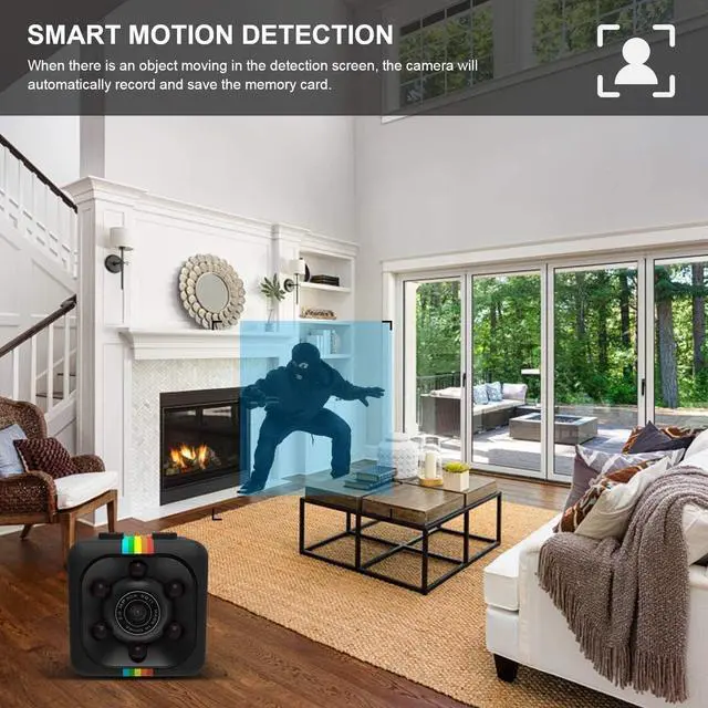 Alt view image 6 of 6 - FiveSky Mini Spy Camera 1080P UHD Hidden Camera Portable Small HD Nanny Cam with Night Vision and Motion Detection - Built-in Battery - Covert Security Camera for Home/Office/Indoor/Outdoor