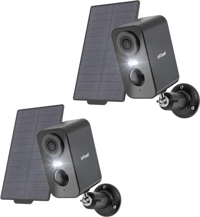 Main image of Solar Security Cameras Wireless Outdoor, 2 Pack ieGeek 2K WiFi Wireless Camera for Home Security with Color Night Vision, Motion Detection, 2-Way Talk for Home Surveillance, Works with Alexa