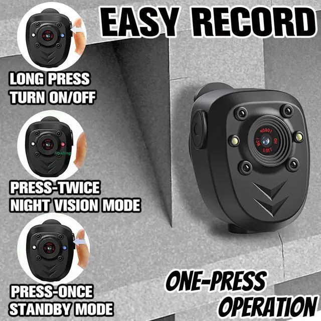 Alt view image 7 of 7 - Mini Body Camera Video Recorder Built-in 128GB Memory Card with Night Vision IR & Loop Record HD 1080P, 4-6 HR Battery Life Wearable Police Cam for Home, Outdoor, Law Enforcement, Security Guard