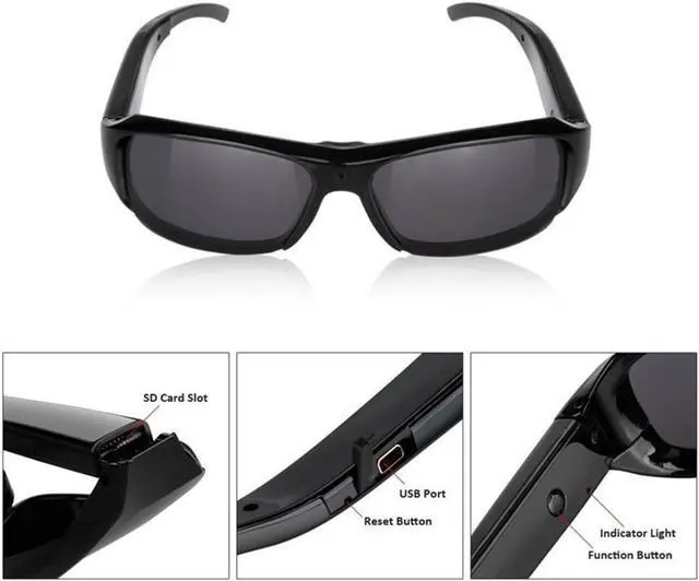 Alt view image 2 of 5 - Mini DV 1080P Spy Camera - Fashion Outdoor Sports HD Camera Sunglasses Video Audio Recorder Glasses Cam DVR Shooting 500 Pixels,Hiking, Biking, Fishing @Laing-H