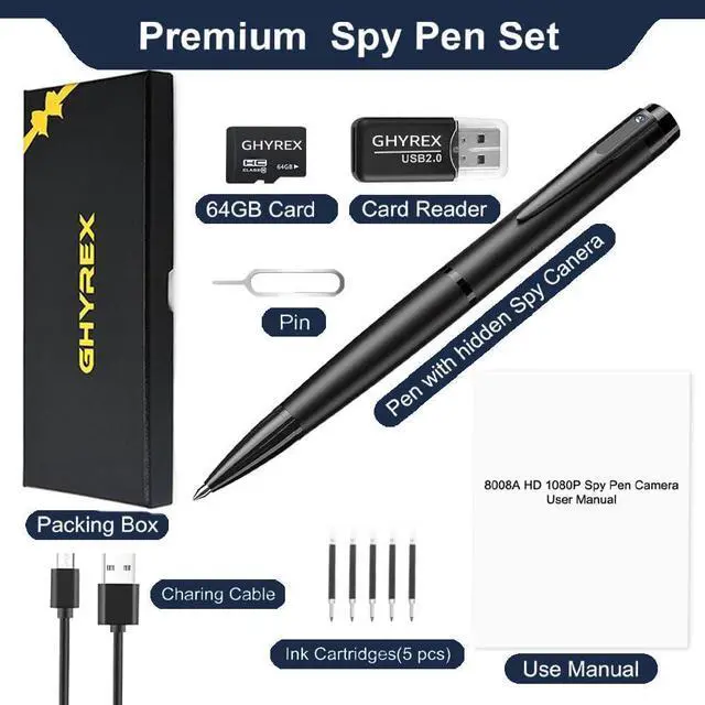 Alt view image 2 of 6 - GHYREX 64GB Hidden Camera Spy Camera, Pen Camera with FHD 1080P, Nanny Cam Hidden Camera, Body Camera for Home Security or Classroom Learning 2024 Upgraded Version