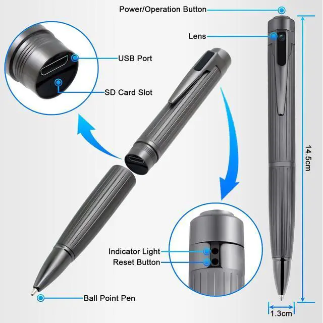 Alt view image 7 of 7 - Amyway Spy Camera Pen | Hidden Camera | Premium Pack | Mini Spy Camera 1080p | USB Pen Camera | Hidden Spy Camera | Hidden Nanny Cam | Hidden Spy Cam | Hidden Cam | Surveillance Camera Full HD