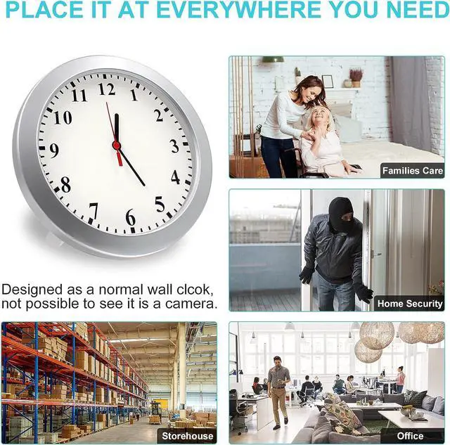 Alt view image 2 of 5 - VANCHEER Hidden Spy Camera Wall Clock 1080P HD Indoor Security Cameras Clock Small Nanny Cam with Motion Detection and Loop Recording for Home and Office Surveillance, No Audio No WiFi Function