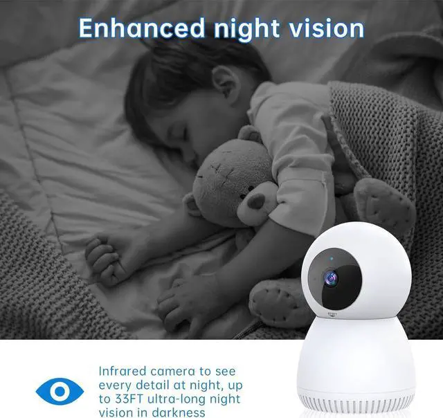 Alt view image 5 of 5 - Indoor Security Camera, 1080P 360 Pan Tilt Dog Camera Pet Camera with Phone App, 2.4GHz WiFi Security Cameras Wireless Indoor, Baby Monitor 7/24 Motion Detection Siren Night Vision Easy to Install