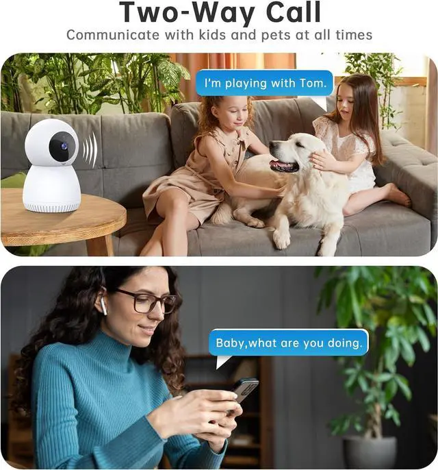 Alt view image 3 of 5 - Indoor Security Camera, 1080P 360 Pan Tilt Dog Camera Pet Camera with Phone App, 2.4GHz WiFi Security Cameras Wireless Indoor, Baby Monitor 7/24 Motion Detection Siren Night Vision Easy to Install