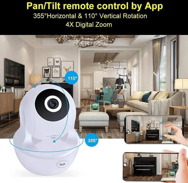 Alt view image 7 of 7 - 2MP WiFi Security Home Camera,Baby Monitor IP Camera with Night Vision Two Way Audio Cloud Storage Supports 2.4G /5G WiFi,up to 128GB(White)
