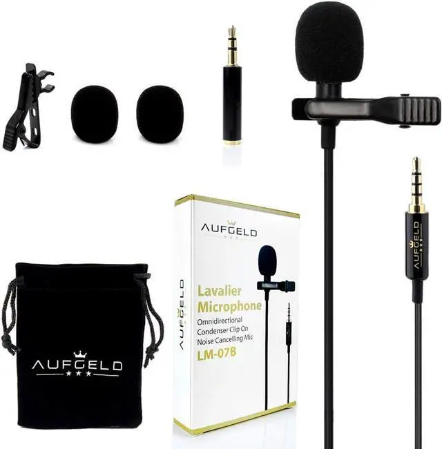 Main image of Professional Lavalier Lapel Microphone Omnidirectional Condenser Microphone Compatible with iPhone Android Windows Smartphones Clip On Interview Video Voice Podcast Noise Cancelling Mic Vlogger
