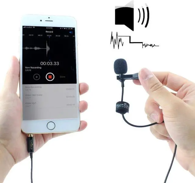 Alt view image 2 of 7 - Professional Lavalier Lapel Microphone Omnidirectional Condenser Microphone Compatible with iPhone Android Windows Smartphones Clip On Interview Video Voice Podcast Noise Cancelling Mic Vlogger