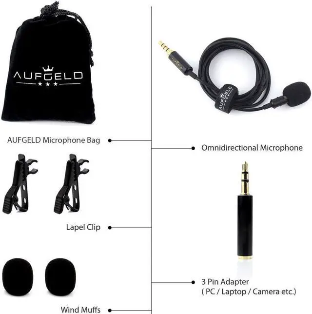 Alt view image 4 of 7 - Professional Lavalier Lapel Microphone Omnidirectional Condenser Microphone Compatible with iPhone Android Windows Smartphones Clip On Interview Video Voice Podcast Noise Cancelling Mic Vlogger