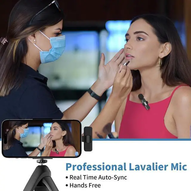 Alt view image 6 of 7 - Wireless Microphone for iPhone, IIQ Professional Wireless Lavalier Lapel Microphone,Clip On Wireless Mic for iPad - Omnidirectional Condenser Recording Mic for Interview Video Podcast Vlog