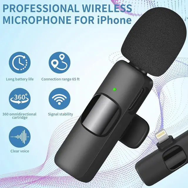 Alt view image 7 of 7 - Wireless Microphone for iPhone, IIQ Professional Wireless Lavalier Lapel Microphone,Clip On Wireless Mic for iPad - Omnidirectional Condenser Recording Mic for Interview Video Podcast Vlog