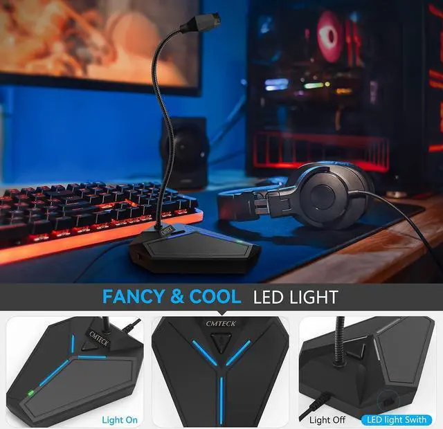 Alt view image 5 of 6 - CMTECK USB Computer Microphone, Plug &Play Desktop Omnidirectional Condenser PC Laptop Mic, Mute Button with LED Indicator, Compatible with Windows/Mac, Ideal for YouTube, Skype, Recording, Games