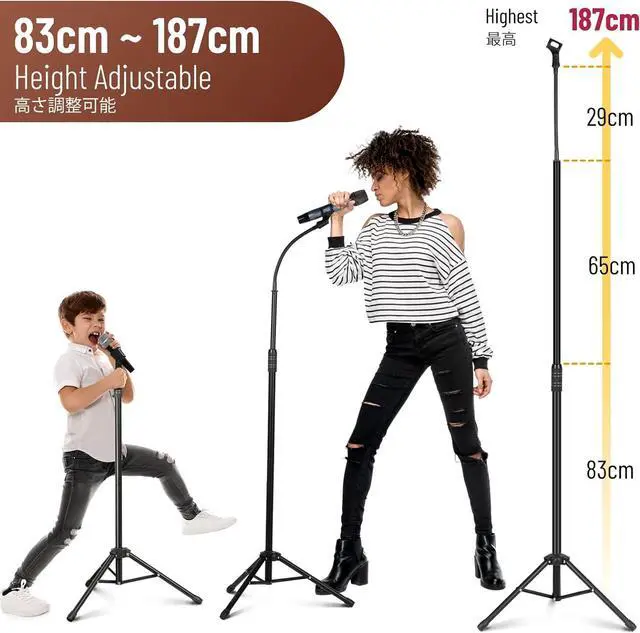 Alt view image 3 of 6 - CAHAYA 2 in 1 Microphone Stand Foldable Tripod Gooseneck Mic Stands with 2 Mic Clip Holders for Performance Singing Speech Wedding Stage and Outdoor (CY0312)