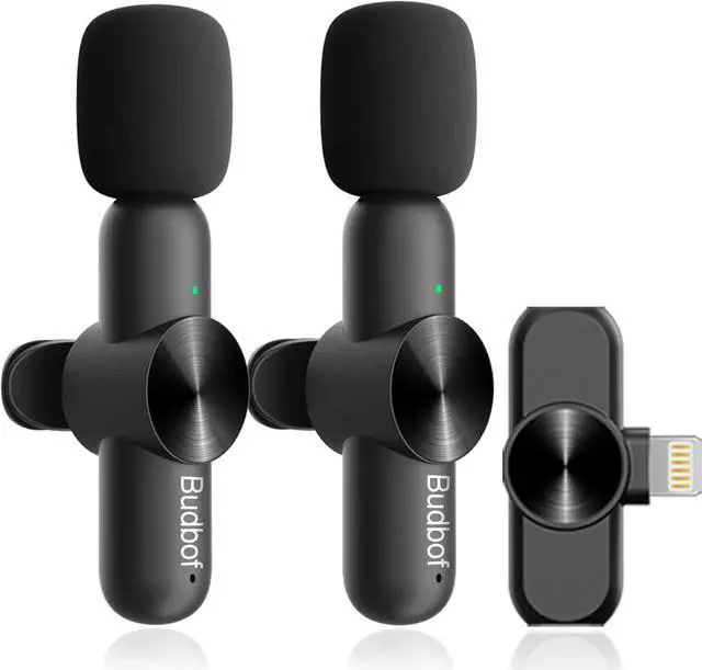 Main image of Dual Wireless Microphone for iPhone iPad, Wireless Lavalier Microphone for Video Recording YouTube TikTok Facebook Live Vlog Interview, Plug-Play Lapel Mic (Black - 2 transmitters)