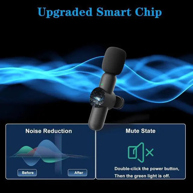 Alt view image 5 of 6 - Dual Wireless Microphone for iPhone iPad, Wireless Lavalier Microphone for Video Recording YouTube TikTok Facebook Live Vlog Interview, Plug-Play Lapel Mic (Black - 2 transmitters)