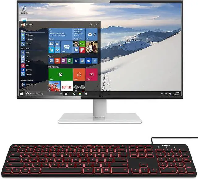 Alt view image 6 of 6 - Arteck USB Wired Keyboard Universal Backlit 7-Colors & Adjustable Brightness Full Size Keyboard with 4 Feet Wire, Numeric Keypad and Media Hotkey for Computer Desktop PC Laptop and Windows 11 10 8 7