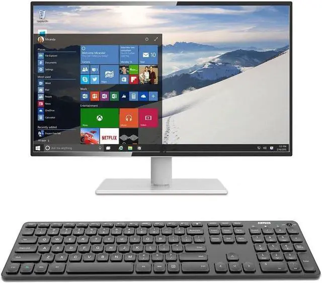 Alt view image 6 of 6 - Arteck 2.4G Wireless Keyboard Ultra Slim Full Size Keyboard with Numeric Keypad and Media Hotkey for Computer/Desktop/PC/Laptop/Surface/Smart TV and Windows 10/8/ 7 Built-in Rechargeable Battery