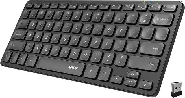 Main image of Arteck 2.4G Wireless Keyboard Ultra Slim and Compact Wireless Keyboard with Media Hotkeys for Computer/Desktop/PC/Laptop/Surface/Smart TV and Windows 10/8/ 7 Built-in Rechargeable Battery
