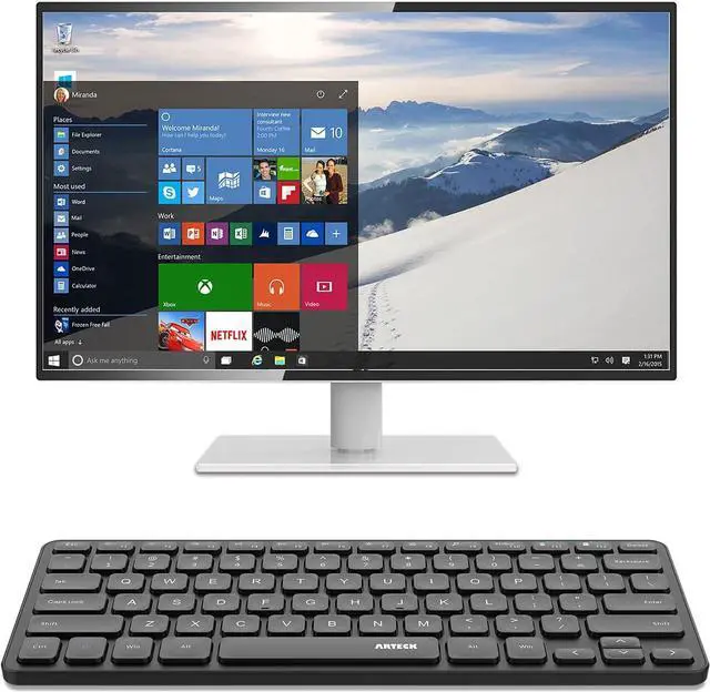 Alt view image 6 of 6 - Arteck 2.4G Wireless Keyboard Ultra Slim and Compact Wireless Keyboard with Media Hotkeys for Computer/Desktop/PC/Laptop/Surface/Smart TV and Windows 10/8/ 7 Built-in Rechargeable Battery