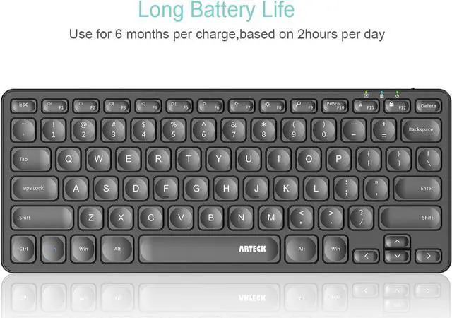 Alt view image 4 of 6 - Arteck 2.4G Wireless Keyboard Ultra Slim and Compact Wireless Keyboard with Media Hotkeys for Computer/Desktop/PC/Laptop/Surface/Smart TV and Windows 10/8/ 7 Built-in Rechargeable Battery