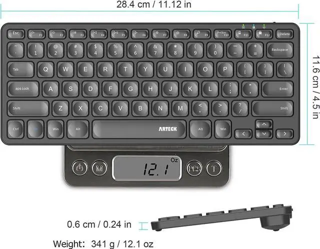 Alt view image 5 of 6 - Arteck 2.4G Wireless Keyboard Ultra Slim and Compact Wireless Keyboard with Media Hotkeys for Computer/Desktop/PC/Laptop/Surface/Smart TV and Windows 10/8/ 7 Built-in Rechargeable Battery