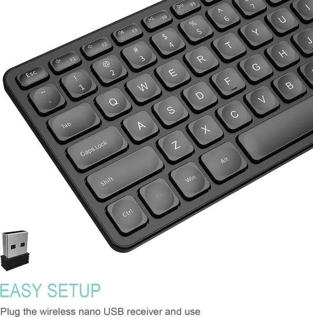 Alt view image 3 of 6 - Arteck 2.4G Wireless Keyboard Ultra Slim and Compact Wireless Keyboard with Media Hotkeys for Computer/Desktop/PC/Laptop/Surface/Smart TV and Windows 10/8/ 7 Built-in Rechargeable Battery