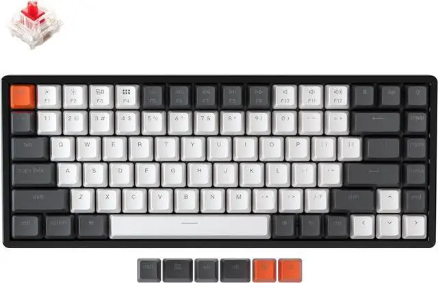 Main image of Keychron K2 75% Layout 84 Keys Hot-swappable Bluetooth Wireless/USB Wired Mechanical Keyboard with Gateron G Pro Red Switch/Double-Shot Keycaps/RGB Backlight for Mac Windows Version 2, Aluminum Frame