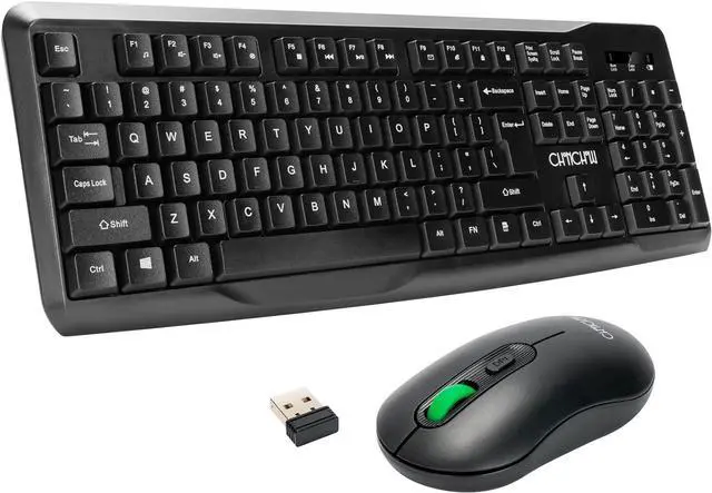 Main image of Wireless Keyboard and Mouse Combo, 2.4G Full Size Ergonomic Keyboard and Mouse, 3 DPI Adjustable, USB Receiver, Silent Click, Compatible with PCs and Laptops (Black)