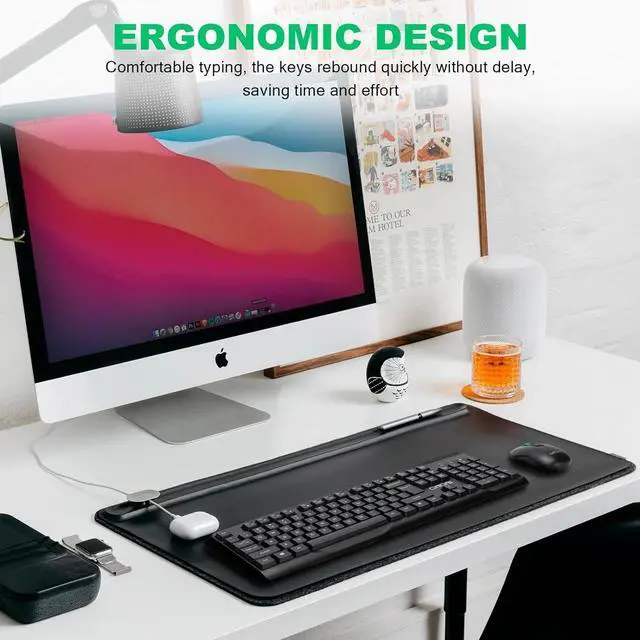 Alt view image 3 of 6 - Wireless Keyboard and Mouse Combo, 2.4G Full Size Ergonomic Keyboard and Mouse, 3 DPI Adjustable, USB Receiver, Silent Click, Compatible with PCs and Laptops (Black)