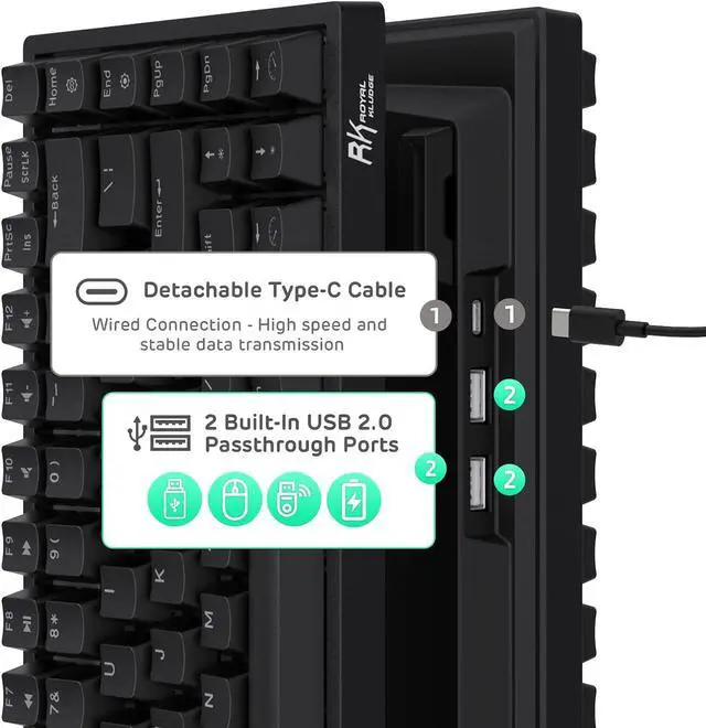 Alt view image 2 of 7 - RK ROYAL KLUDGE RK84 Wireless Bluetooth/2.4Ghz 75% RGB Mechanical Gaming Keyboard, Three Modes Connectable Keyboard with Hot-Swappable Tactile Brown Switch