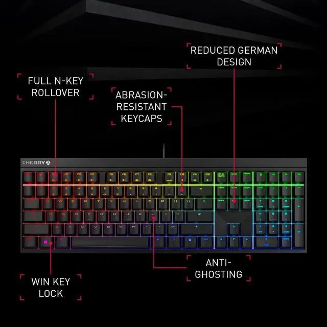 Alt view image 3 of 6 - Cherry MX 2.0S Wired Gaming Keyboard with RGB Lighting MX Switches (White - MX Brown)