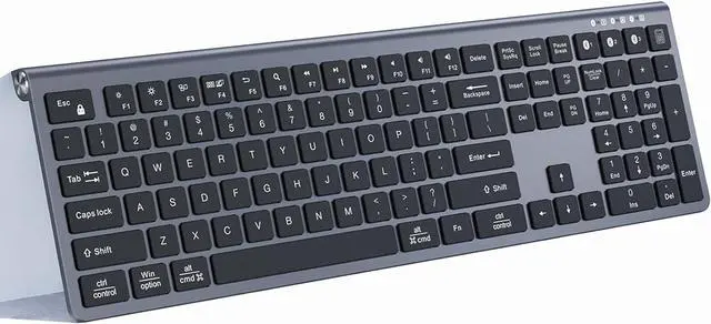 Main image of Lekvey Multi Device Bluetooth Keyboard, Rechargeable Wireless Keyboard, 3-in-1 Slim Keyboard with Number Pad, Full Size Keyboard for Mac, MacBook Air/Pro, iPad, Windows Tablet Laptop, Space Grey