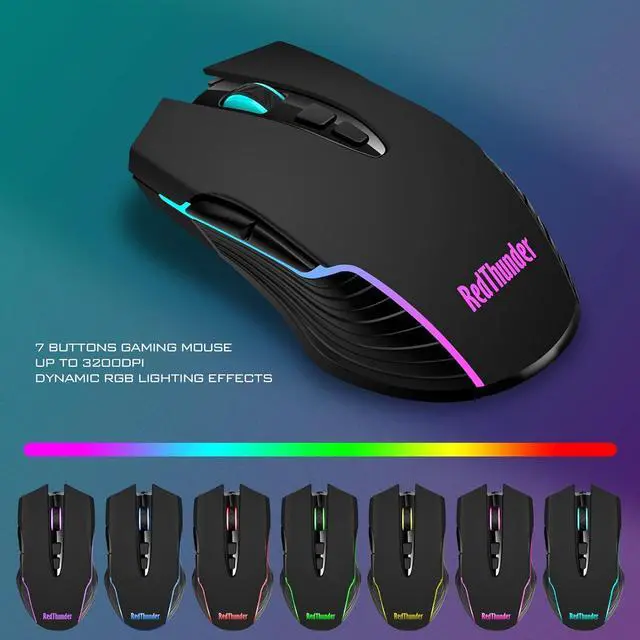 Alt view image 5 of 6 - RedThunder K10 Wireless Gaming Keyboard and Mouse Combo, LED Backlit Rechargeable 3800mAh Battery, Mechanical Feel Anti-ghosting Keyboard + 7D 3200DPI Mice for PC Gamer (Black)