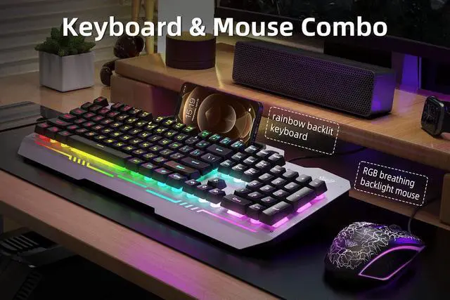 Alt view image 2 of 7 - AULA Gaming Keyboard, 104 Keys Gaming Keyboard and Mouse Combo with RGB Backlit, All-Metal Panel, Anti-Ghosting, PC Gaming Keyboard and Mouse, Wired Gaming Keyboard Mouse Combo for MAC Xbox PC Gamers